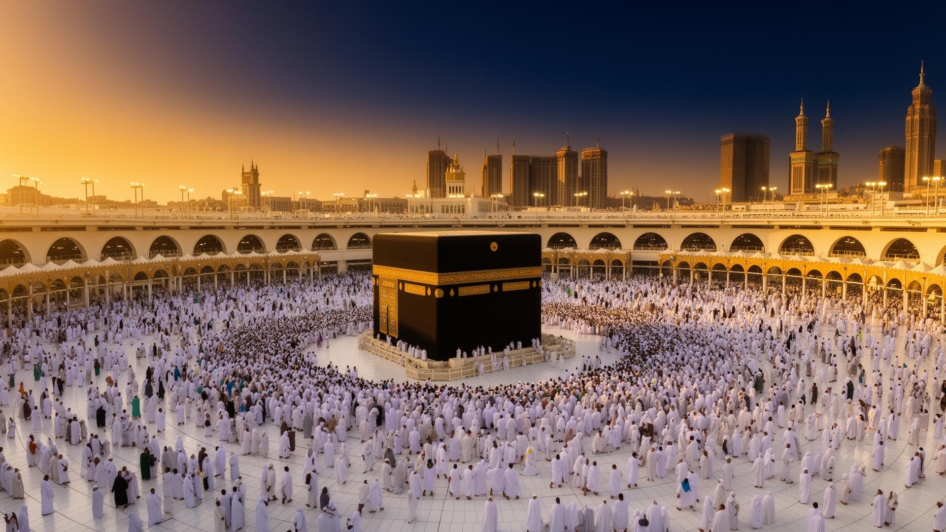 Pilgrims at the Kaaba in Mecca